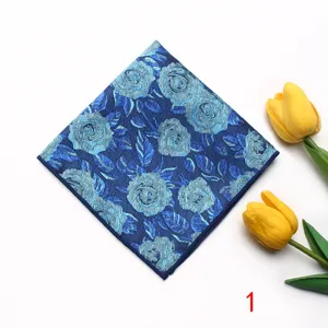 Blue floral pocket square for men suit wedding business suit handkerchief accessory