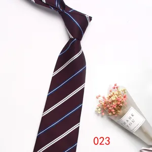Men's classic business stripe necktie, formal polyester silk tie for wedding and work.