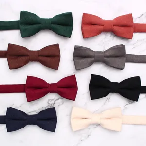 Classic solid color bowtie set for kids and adults, soft fabric, elegant daily wear.