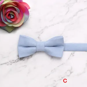Children light blue solid color velvet bow tie for boys and girls stylish daily wear accessory.