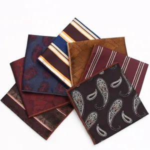 Heren zijde pochet pak zakdoek vintage paisley gestreept pochet set voor heren mode