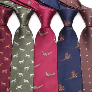 Men Business Necktie Yarn-Dyed Polyester Silk Striped Floral Pattern Classic Suit Tie For Wedding Groom