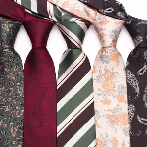 Men's Business Necktie Classic Jacquard Woven Polyester Neck Tie Retro Floral Formal Suit Neckwear For Wedding Party