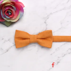 Kids solid color Korean velvet bow tie bright orange fashion neckwear for boys and girls