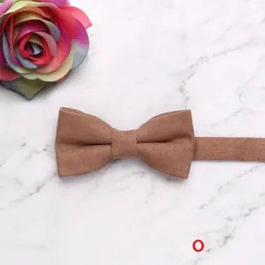 Children solid brown velvet bow tie stylish neckwear accessory for boys and girls everyday wear