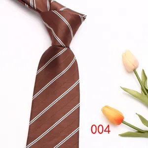 Brown striped tie detail shot, business style fabric texture, elegant men necktie close up.