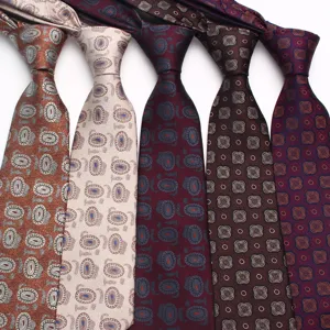 Cravatta Retro da Uomo d'Affari Larga Jacquard Poliestere Accessori per Abito Fantasia Geometrica Classica Per Festa di Matrimonio