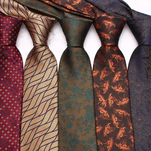 Detailed close-up of men's floral and geometric jacquard silk ties, perfect for business and wedding.