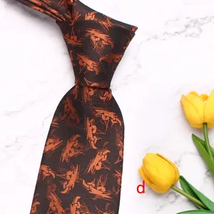 Detailed close-up shot of brown men's business woven silk necktie with vintage pattern texture.