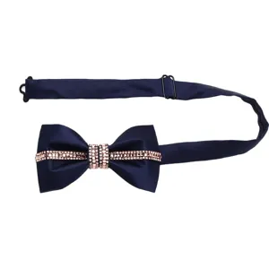 Papillon blu scuro con strass da uomo matrimonio sposo elegante fiocco in cristallo regolabile