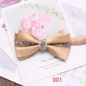 Farfalla doppia in strass color champagne da uomo matrimonio affari festa abbigliamento formale.