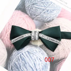 Farfalla strass verde scuro uomo matrimonio abbigliamento formale cravatta cristallo