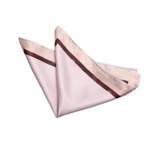 Men silk pocket square wedding handkerchief stylish pink striped chest scarf accessory for suits