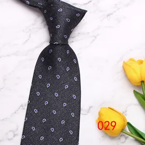Classic black paisley pattern necktie for men, elegant business wedding formal neck wear.