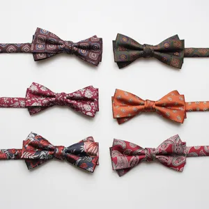 Mens British Fashion Jacquard Bowtie Business Formal Wedding Polyester Silk Bow Tie Party Accessories
