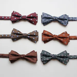 Men's British Fashion Bowtie Business Formal Geometric Patterned Bow Tie Multi-color