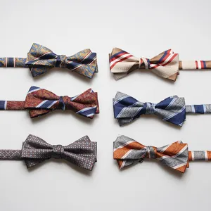 Men's business formal bow tie set British fashion silk touch classic patterns wedding neckwear