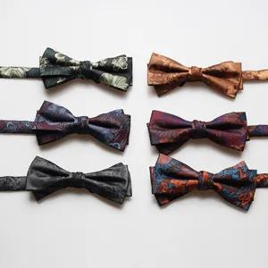 Men's formal bow tie set vintage floral jacquard wedding business suit bowties fashion