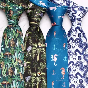 Men Printed Necktie Casual Fashion Animal Floral Pattern Neck Tie Business Wedding Party Polyester Neckwear