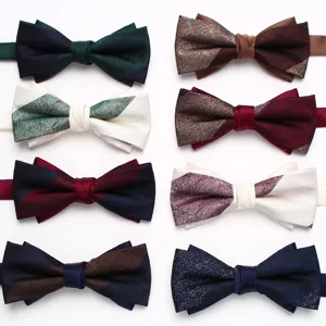 Men's stylish double-layer bow tie set wedding party suit fashion accessories assorted