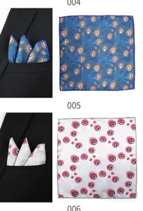 Detalle de pañuelo de bolsillo para hombre con motivo de plumas y elegante pliegue.