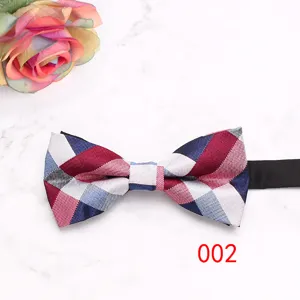 Men's plaid bow tie British style business suit shirt wedding accessory with adjustable strap.