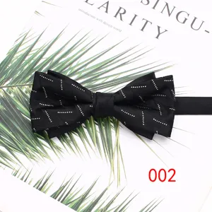 Pajarita elegante negra de poliéster para hombre boda formal camisa accesorio corbata