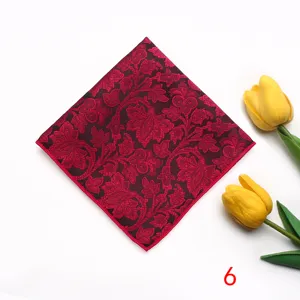 Men formal business red floral pocket square suit handkerchief wedding party chest square accessory