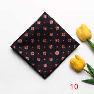 Men business suit pocket square black red geometric pattern handkerchief formal wedding tuxedo accessory