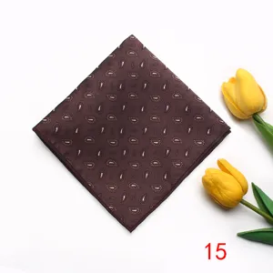 Men's brown paisley pocket square, classic suit handkerchief for business and wedding events.