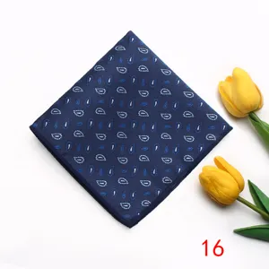 Men's navy blue paisley pocket square suit handkerchief for business wedding and formal events.
