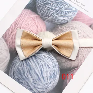 Nœud papillon homme double couche blanc or mode affaires style britannique mariage accessoire détail