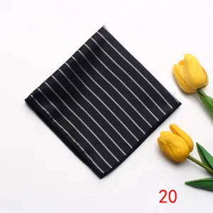 Men's black striped pocket square handkerchief for business suit wedding formal wear accessories detail view