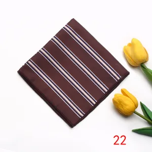 Men's business suit pocket square brown striped handkerchief formal pocket accessory