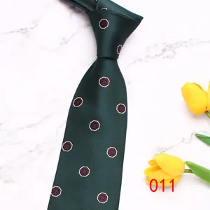 Cravatta uomo jacquard geometrica verde 8cm affari abbigliamento formale retro poliestere