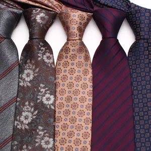 Men's Formal Business Necktie Polyester Silk Jacquard Striped Paisley Wedding Suit Neck Tie Fashion Neckwear