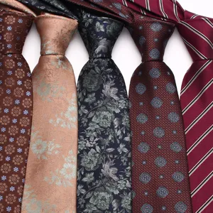 Classic men's formal necktie set featuring elegant floral and stripe patterns for business.