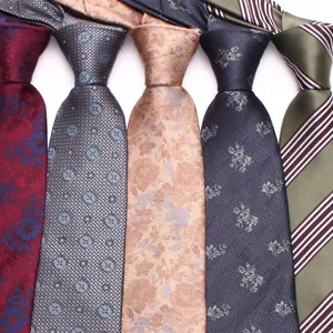 Classic men's neckties set featuring elegant floral patterns and classic stripes for formal business wear.