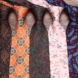Classic men's necktie set featuring elegant paisley and floral patterns for formal business events.