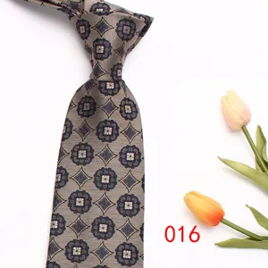 Mens formal business necktie with vintage floral pattern, classic grey fabric tie for weddings.