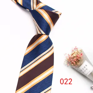 Detailed view of the business striped men's necktie featuring jacquard texture and classic style.