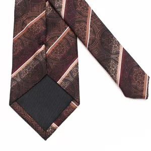 Classic men's business jacquard tie with vintage geometric pattern and diagonal stripes design.