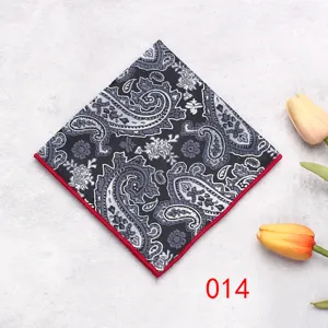Uomini vintage paisley fazzoletto da taschino nero grigio matrimonio vestito accessorio