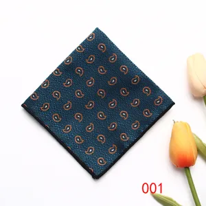 Pochette de costume paisley bleu pour hommes, mouchoir en polyester style rétro chic.