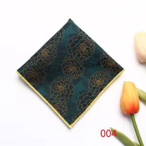 Pochette de costume vintage pour homme vert fonce a fleurs mouchoir pour fete d'affaires