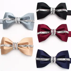 Farfallino in Strass da Uomo Seta di Poliestere Matrimonio Sposo Farfallino Stile Coreano Moda Decorativo