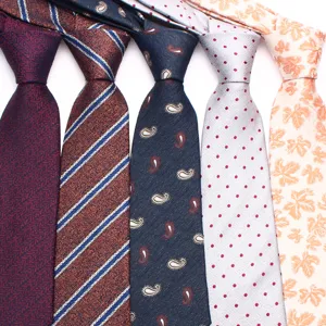Classic fashion necktie detail view for adult men and women, various pattern styles 8cm width.