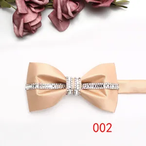 Farfallina champagne con strass per uomo, elegante accessorio per abito da sposo.