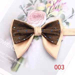 Men double layer bow tie retro brown polka dot business wedding party suit neckwear accessory