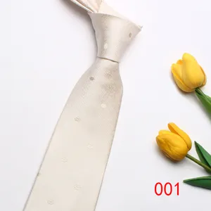 Elegant beige men casual necktie with subtle dot pattern, perfect for business daily wear.